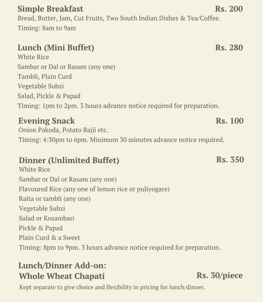 Meal Menu & Pricing